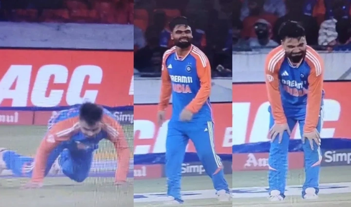 An Image Capture of Rinku Singh got an Injury